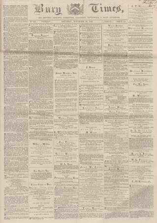 cover page of Bury Times published on November 23, 1867