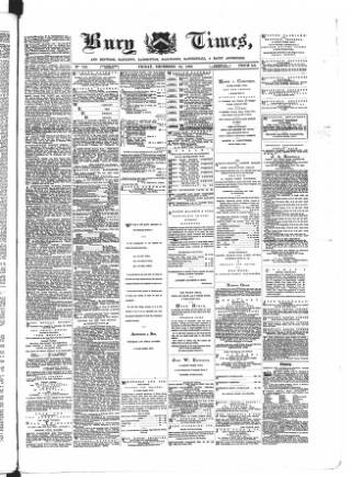 cover page of Bury Times published on December 25, 1869