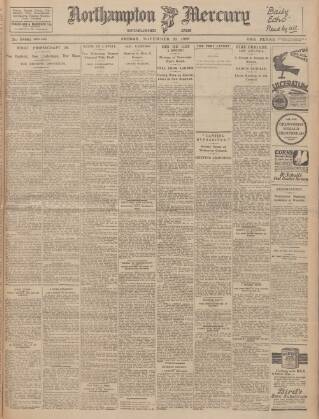 cover page of Northampton Mercury published on November 23, 1928