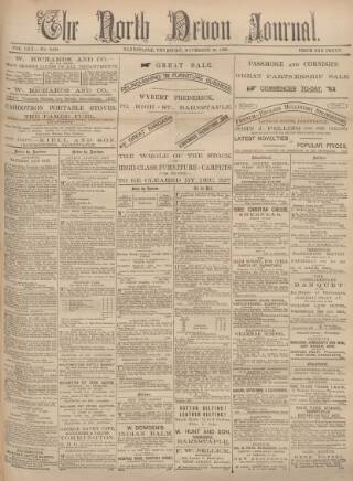 cover page of North Devon Journal published on November 23, 1893