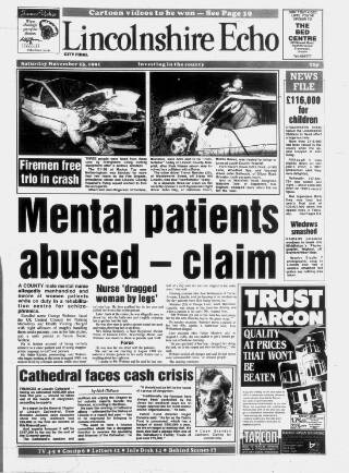 cover page of Lincolnshire Echo published on November 23, 1991