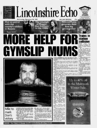 cover page of Lincolnshire Echo published on December 29, 1999