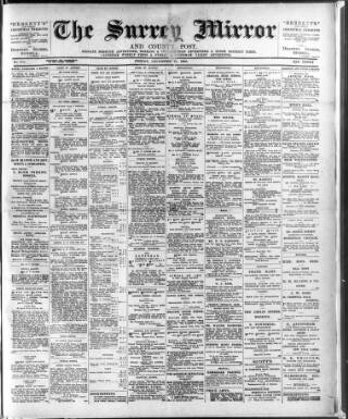 cover page of Surrey Mirror published on December 25, 1908