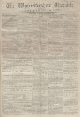 cover page of Worcestershire Chronicle published on December 25, 1850