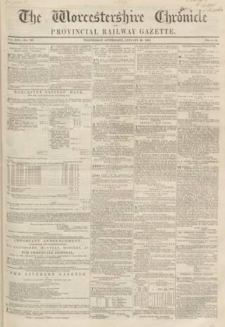 cover page of Worcestershire Chronicle published on January 26, 1853