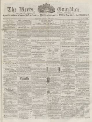 cover page of Herts Guardian published on January 26, 1856