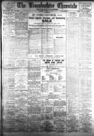 cover page of Lincolnshire Chronicle published on January 26, 1914