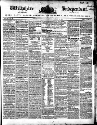 cover page of Wiltshire Independent published on January 26, 1843