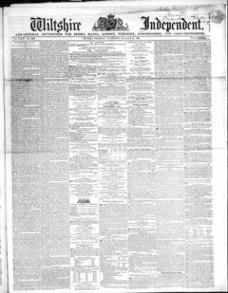 cover page of Wiltshire Independent published on December 25, 1862