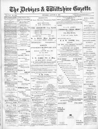 cover page of Devizes and Wiltshire Gazette published on January 26, 1905