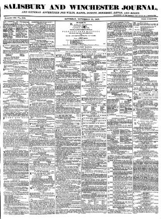 cover page of Salisbury and Winchester Journal published on November 23, 1872