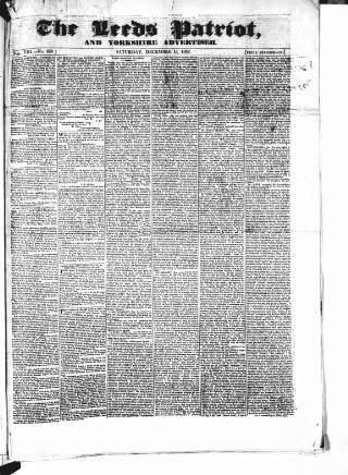 cover page of Leeds Patriot and Yorkshire Advertiser published on December 15, 1832