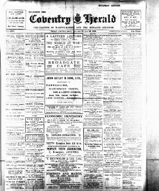 cover page of Coventry Herald published on January 26, 1918