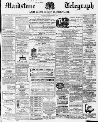 cover page of Maidstone Telegraph published on November 23, 1867