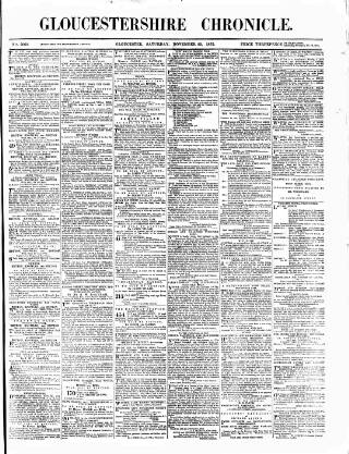 cover page of Gloucestershire Chronicle published on November 23, 1872