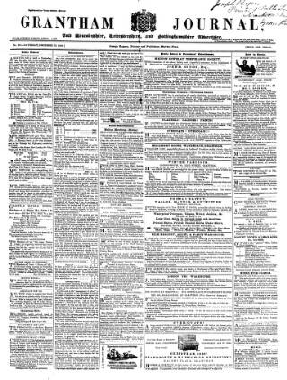 cover page of Grantham Journal published on December 25, 1858