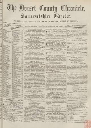 cover page of Dorset County Chronicle published on January 26, 1865