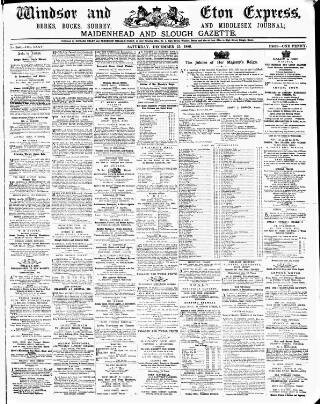 cover page of Windsor and Eton Express published on December 25, 1886