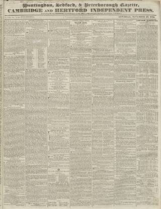 cover page of Huntingdon, Bedford & Peterborough Gazette published on November 23, 1833