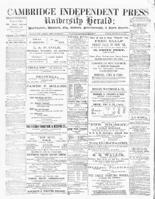 cover page of Cambridge Independent Press published on December 25, 1891