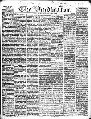 cover page of Vindicator published on November 23, 1844