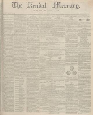 cover page of Kendal Mercury published on December 25, 1847