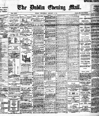 cover page of Dublin Evening Mail published on January 26, 1898