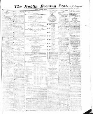 cover page of Dublin Evening Post published on November 23, 1866