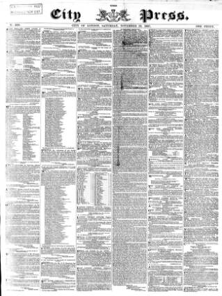 cover page of London City Press published on November 23, 1867