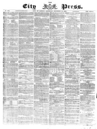 cover page of London City Press published on December 25, 1869