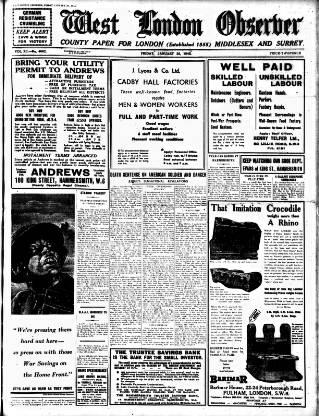 cover page of West London Observer published on January 26, 1945