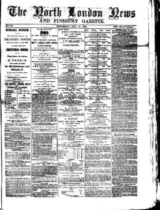 cover page of North London News published on December 25, 1875