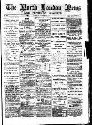 cover page of North London News published on November 23, 1878