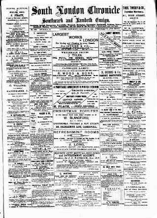 cover page of South London Chronicle published on January 26, 1884