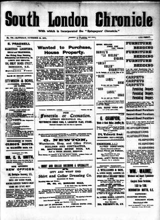 cover page of South London Chronicle published on November 23, 1901