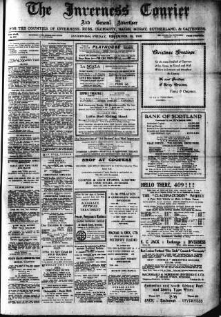 cover page of Inverness Courier published on December 25, 1936