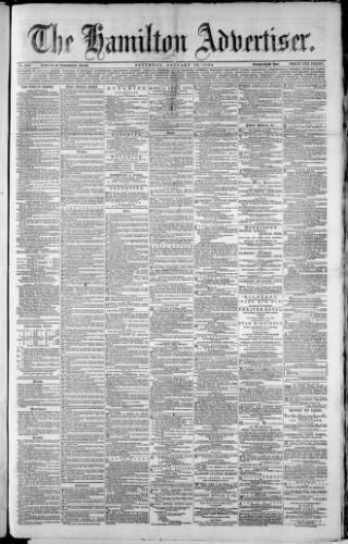 cover page of Hamilton Advertiser published on January 26, 1884