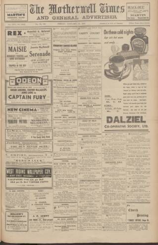 cover page of Motherwell Times published on January 26, 1940