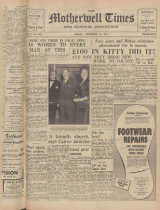 cover page of Motherwell Times published on November 23, 1951