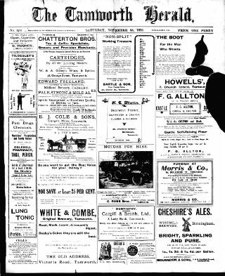 cover page of Tamworth Herald published on November 23, 1912