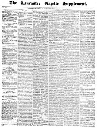 cover page of Lancaster Gazette published on December 25, 1869