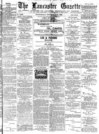 cover page of Lancaster Gazette published on November 23, 1887