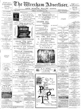 cover page of Wrexham Advertiser published on November 23, 1894