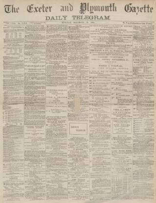 cover page of Exeter and Plymouth Gazette Daily Telegrams published on December 30, 1884