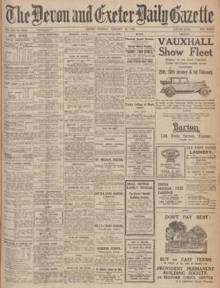 cover page of Exeter and Plymouth Gazette published on January 26, 1932