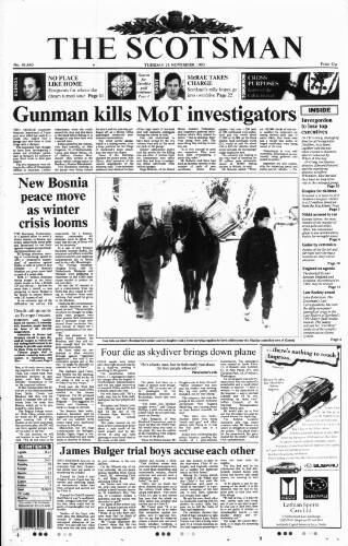 cover page of The Scotsman published on November 23, 1993