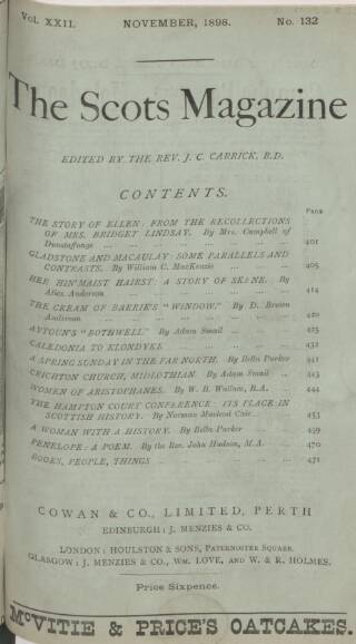 cover page of The Scots Magazine published on November 1, 1898