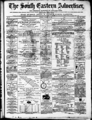 cover page of South Eastern Advertiser published on December 25, 1869