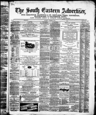 cover page of South Eastern Advertiser published on November 23, 1872