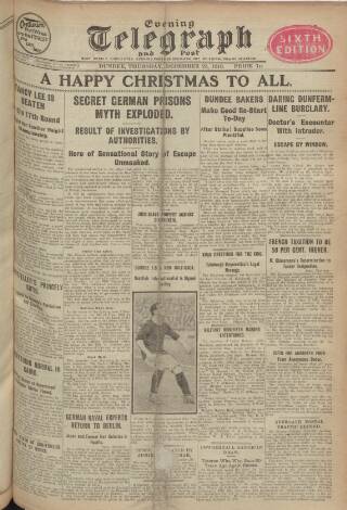 cover page of Dundee Evening Telegraph published on December 25, 1919